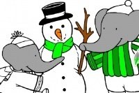 Lámina de Babar y Muñeco de nieve Lámina de Babar y Muñeco de nieve